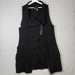 Igor Women's Size Large Black Karma W-Coat Vest Jacket Wool Blend Croatia